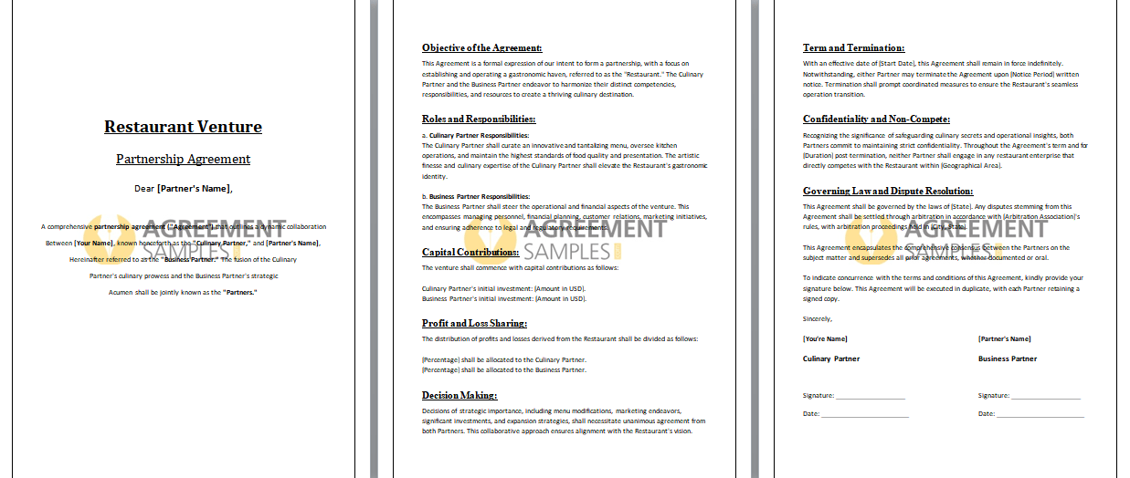 Restaurant-Venture-Partnership-Agreement