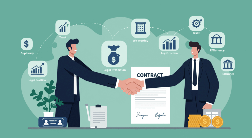 The benefits of retail distribution agreements including trust, legal protection, efficiency, and business growth.