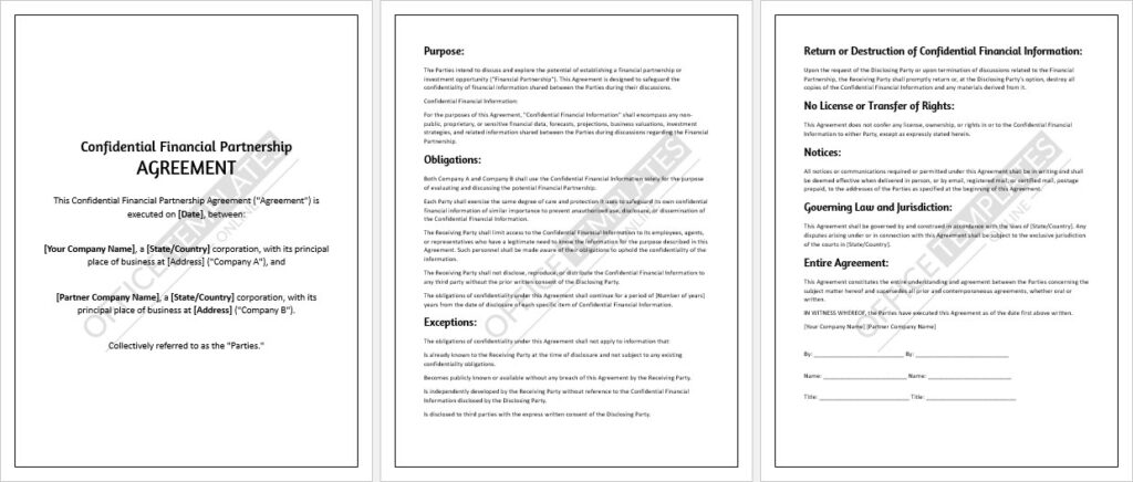 Confidential Financial Partnership Agreement Template