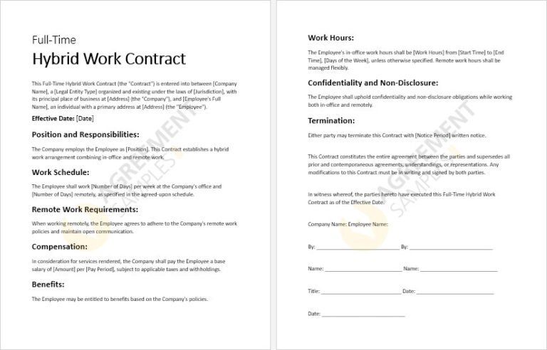 8+ Full-Time Employment Contract Templates in MS Word Format