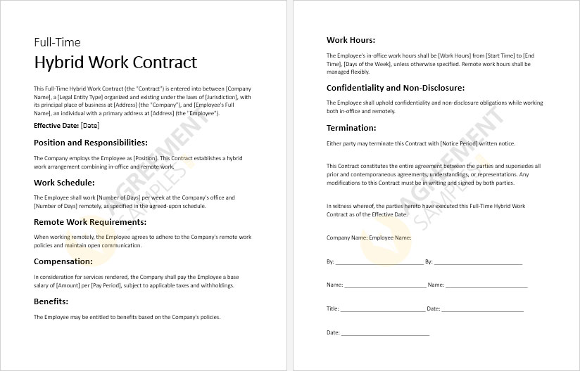 full-time-hybrid-work-contract-template