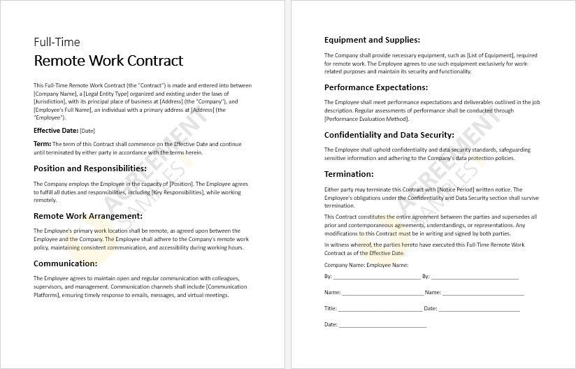 full-time-remote-work-contract-template