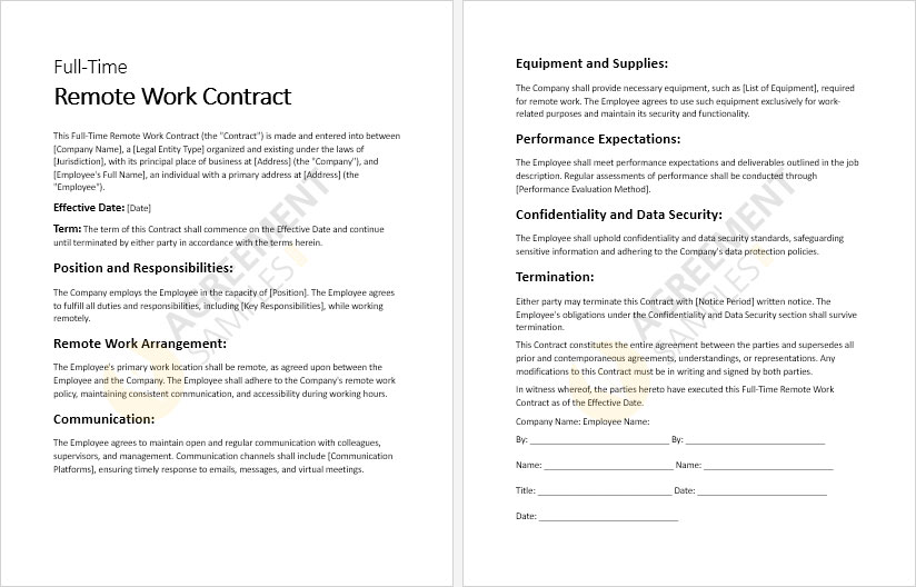 8+ FullTime Employment Contract Templates in MS Word Format