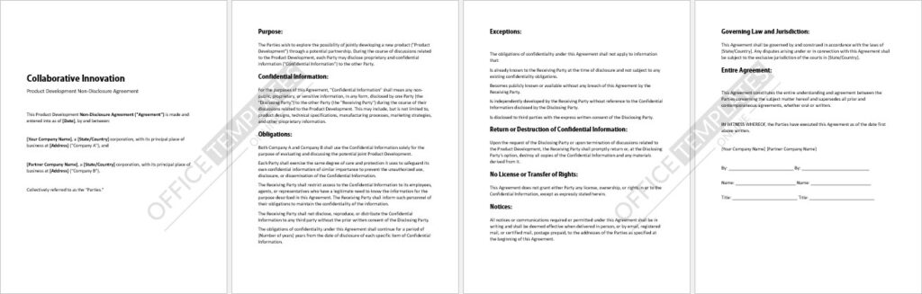 Product Development Non Disclosure Agreement Template