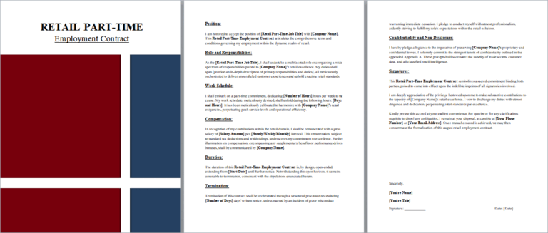Part Time Employment Description.pdf 12+ Free Part-Time Employment Agreements for MS Word