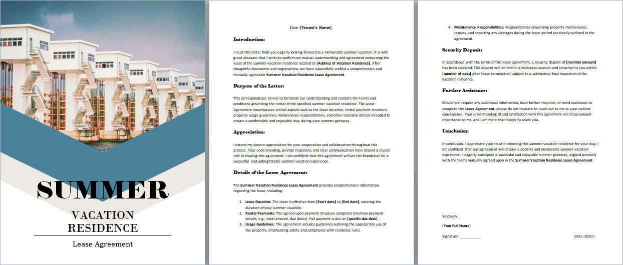 Summer-Vacation-Residence-Lease-Agreement