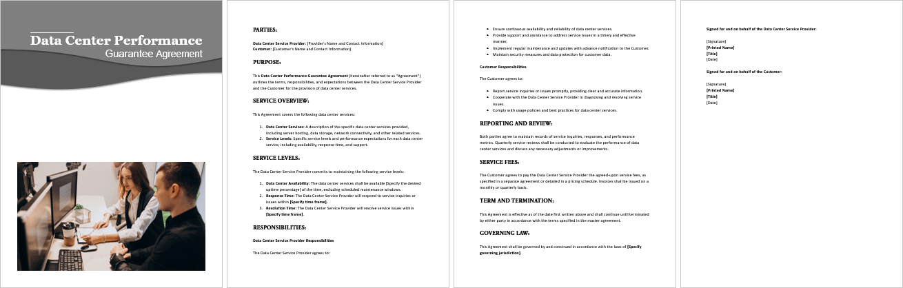 Data-Center-Performance-Guarantee-Agreement