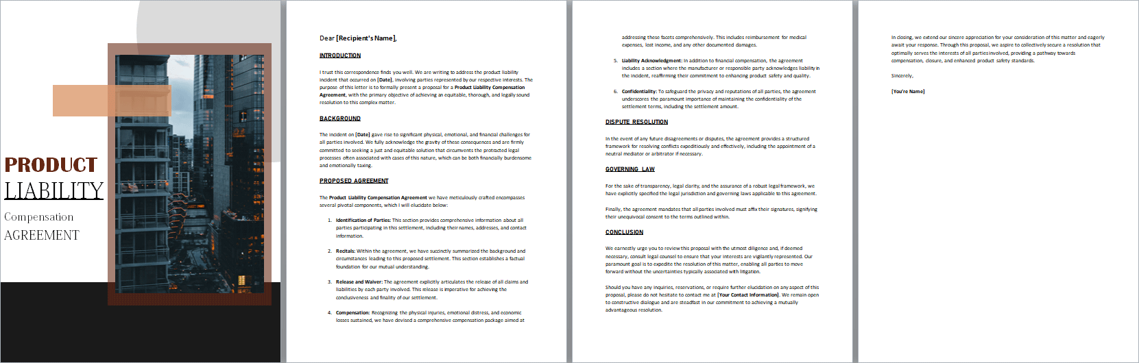 Product Liability Compensation Agreement