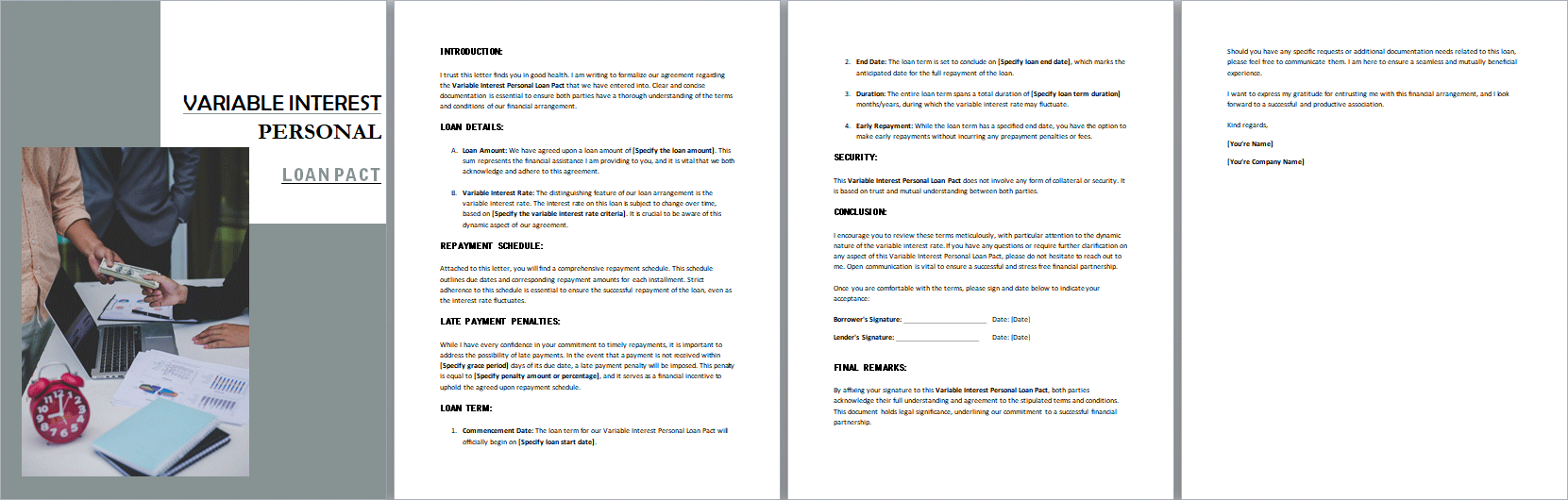 Variable Interest Personal Loan Pact