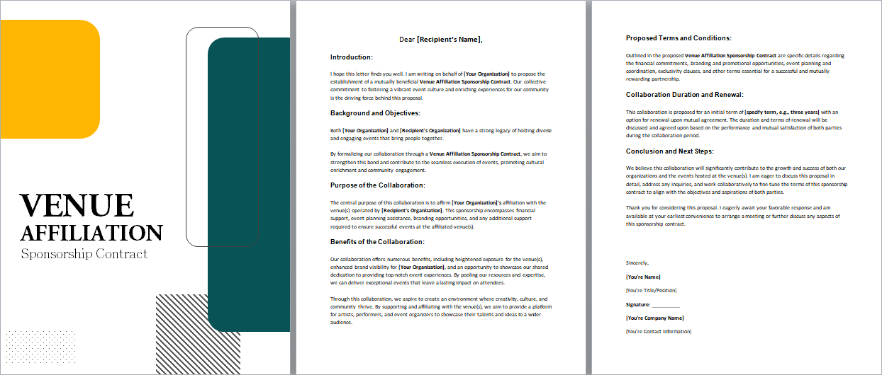 Venue-Affiliation-Sponsorship-Contract