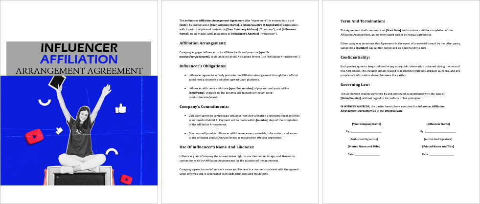 Influencer-Affiliation-Arrangement-Agreement