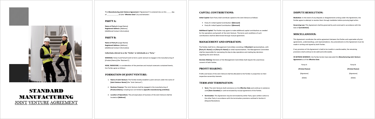 Standard-Manufacturing-Joint-Venture-Agreement