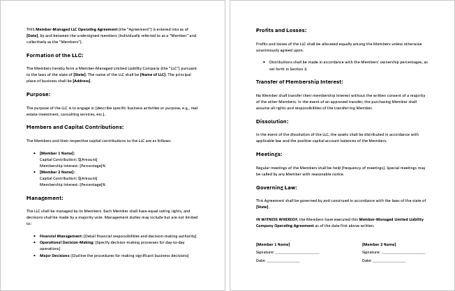Member-Managed-LLC-Operating-Agreement