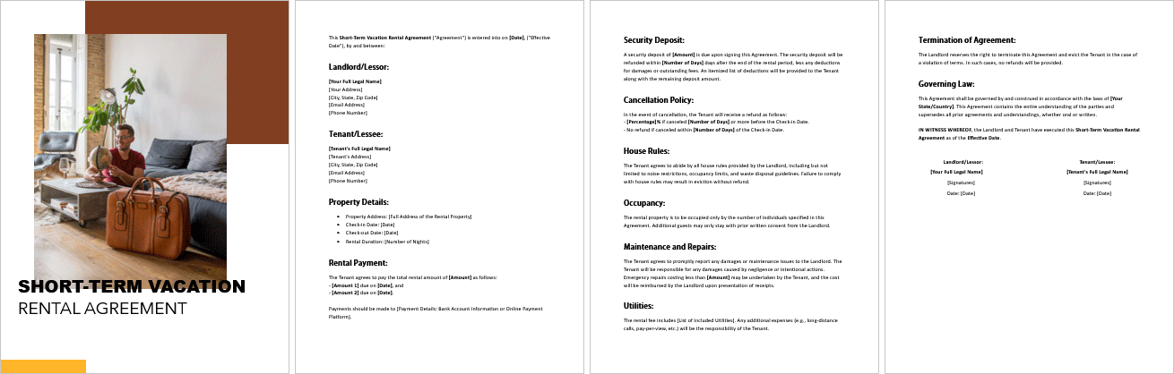 Short-Term-Vacation-Rental-Agreement