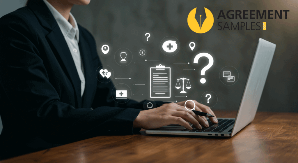 A person researching answers to common Power of Attorney questions using a laptop and legal documents.