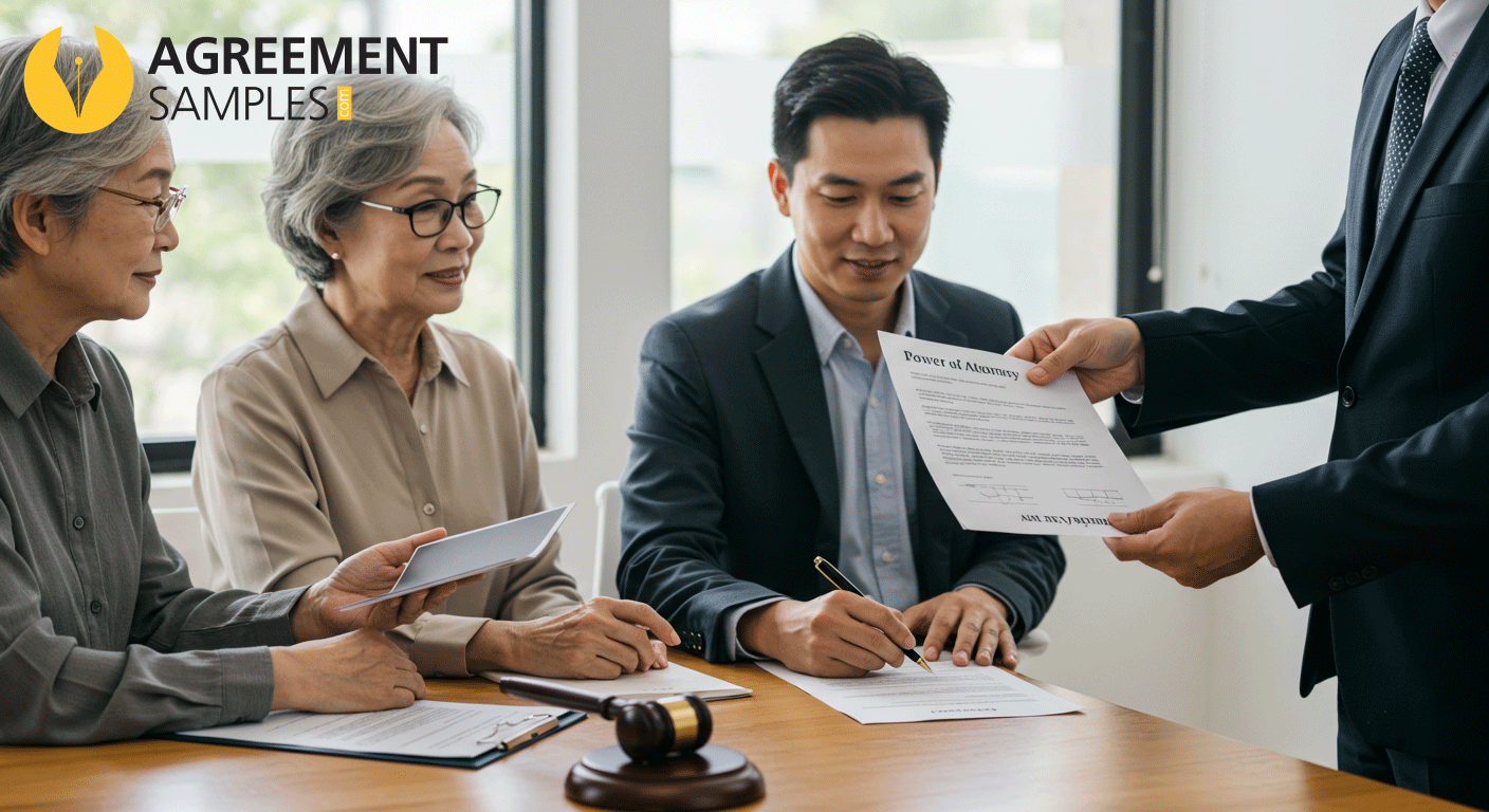 People reviewing and signing the Power of Attorney document.