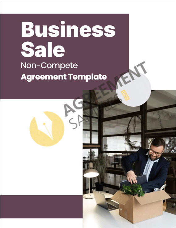 Professional cover page of the Business Sale Non-Compete Agreement template showcasing a clean legal document design.