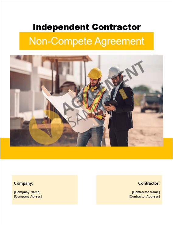 Professional cover page of the Independent Contractor Non-Compete Agreement template in MS Word format.