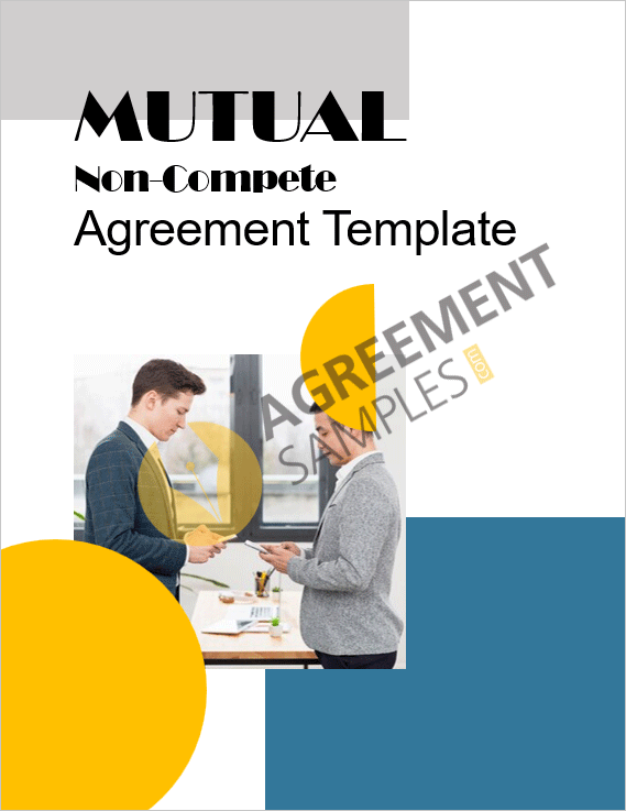 Professional cover page design of a Mutual Non-Compete Agreement template in MS Word format.
