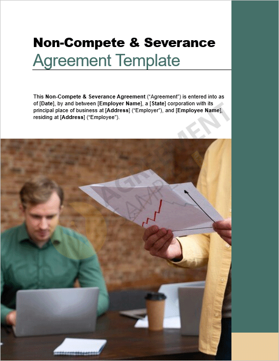 Professional cover page of the Non-Compete & Severance Agreement Template in Word format