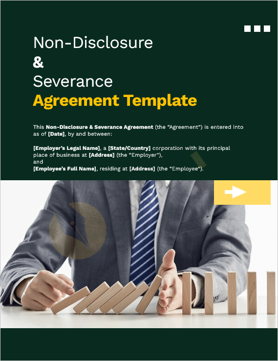 Cover page design of the Non-Disclosure & Severance Agreement template for download