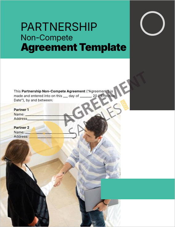 Professional cover page of the Partnership Non-Compete Agreement template showcasing a clean and business-ready design.