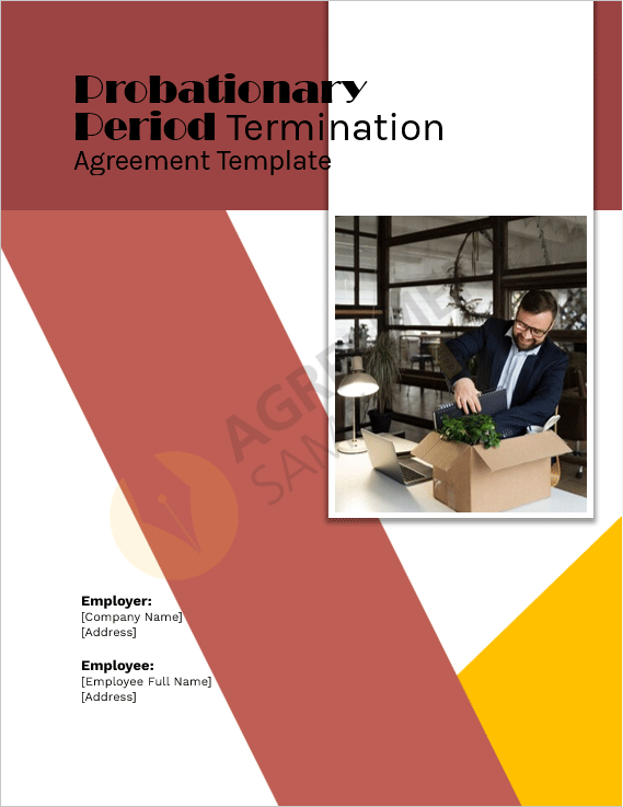 Professional cover page design of the Probationary Period Termination Agreement template in Word format.