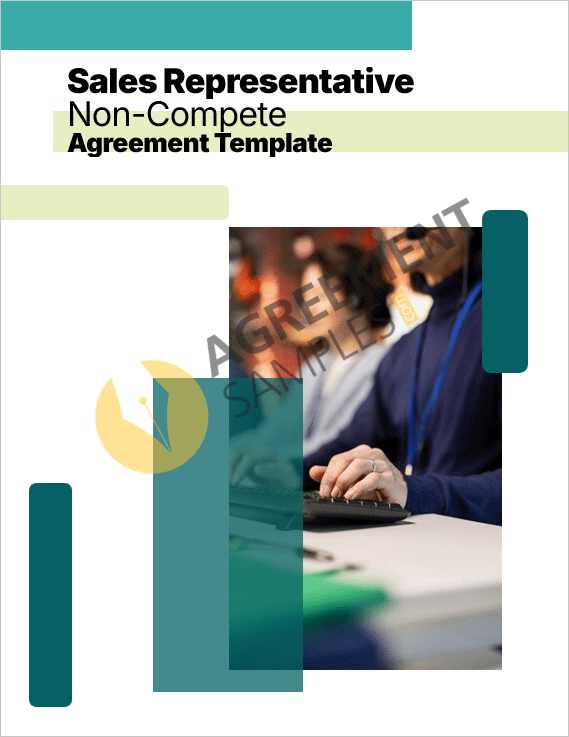 Cover page design of the Sales Representative Non-Compete Agreement template showcasing a formal and business-oriented layout.