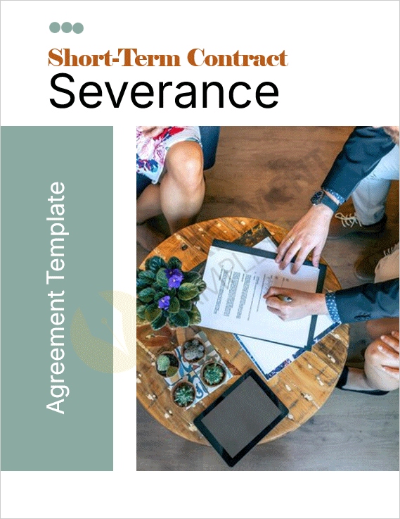 Professional cover page design of the Short-Term Contract Severance Agreement template in Word format.