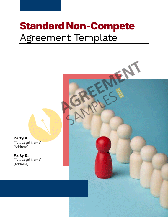 Professional cover page design for the Standard Non-Compete Agreement Template in Word and PDF formats