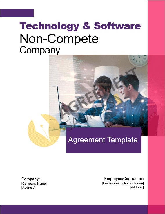 Professional cover page of the Technology & Software Non-Compete Agreement template in Microsoft Word format.