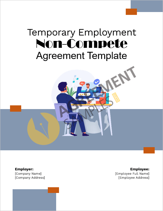 Professional cover page of the Temporary Employment Non-Compete Agreement Template in Word format