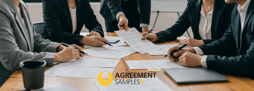 HR team reviewing offer letter templates in a meeting room, symbolizing time-saving, professionalism, and the advantages of ready-made templates.