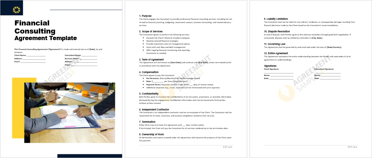 Complete view of Financial Consulting Agreement Template
