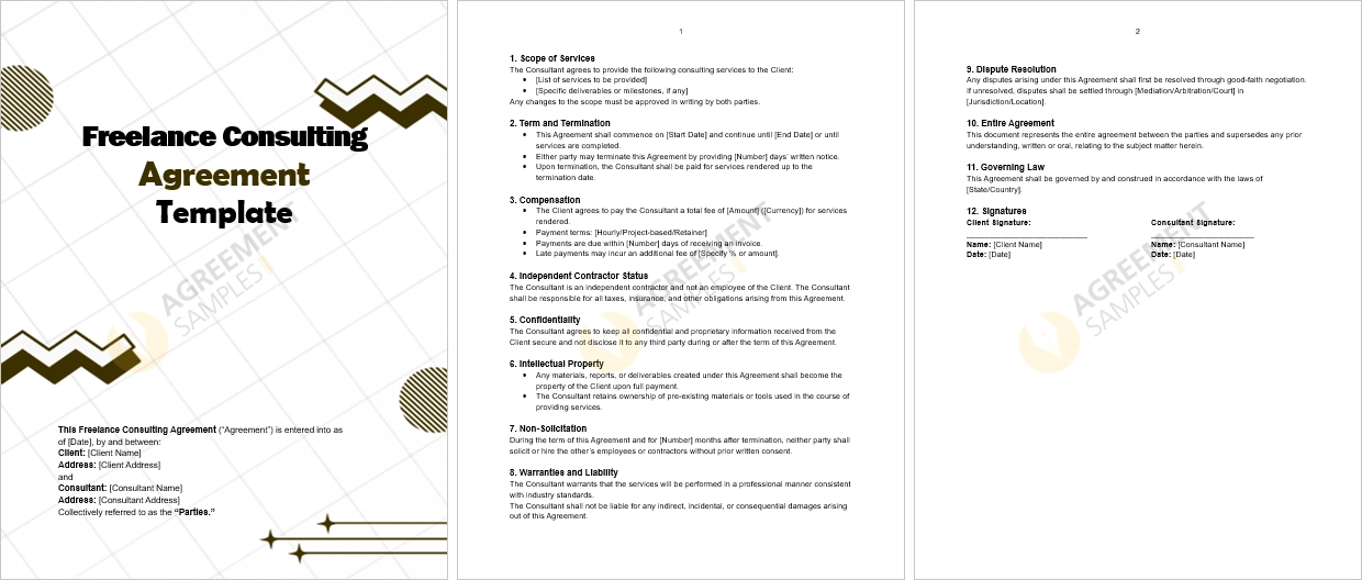 Complete freelance consulting agreement template full document preview
