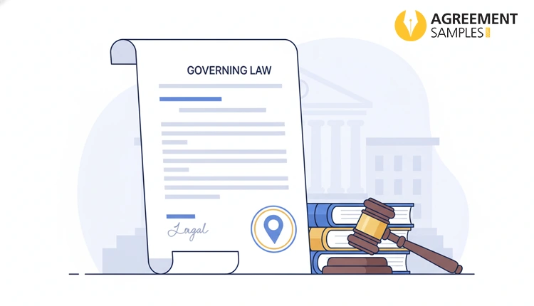 Liability and indemnification clause example in an agreement template with protective shield icon
