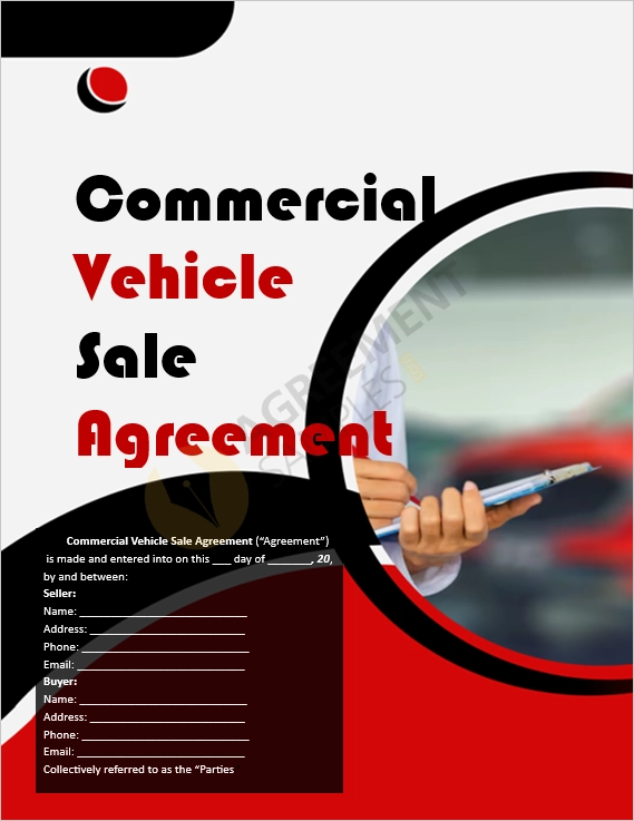 Commercial Vehicle Sale Agreement Template Cover Page