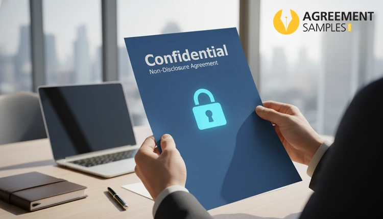 Confidentiality clause example in an agreement template showing protected document