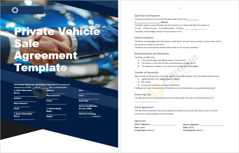 Complete Private Vehicle Sale Agreement Template Page