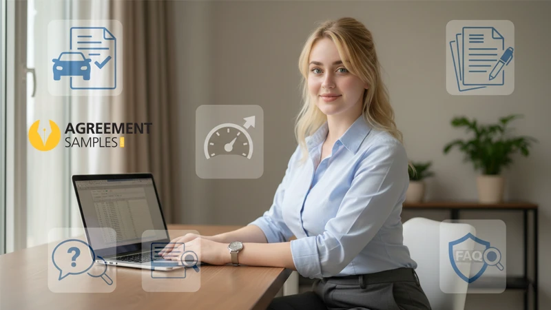 woman answering questions about vehicle sales agreements